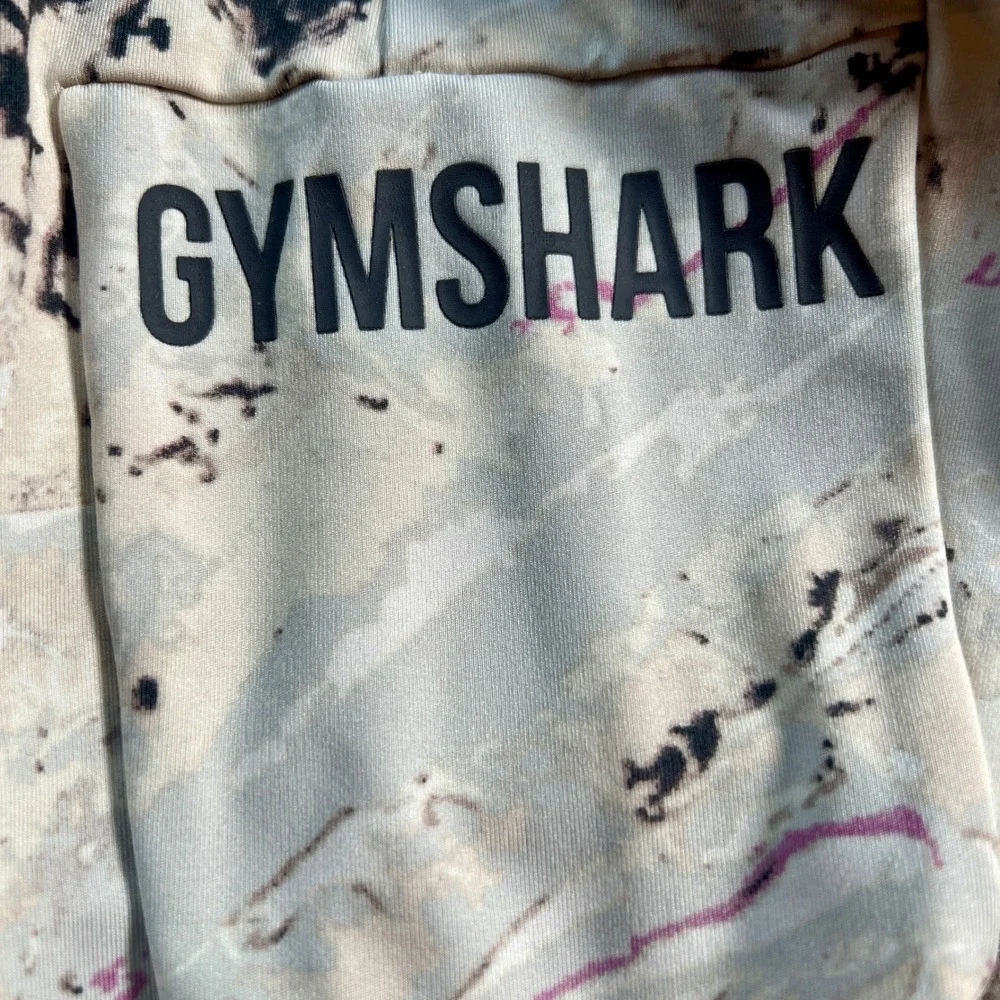 Gymshark Womens‎ Medium Marble Print High Waisted Leggings with Pockets Beige